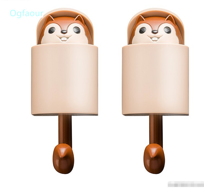 Ogfaour 다용도 벽걸이 고리 후크 액세서리 선반, 사진참조, 브라운 다람쥐 2 마리, 1개