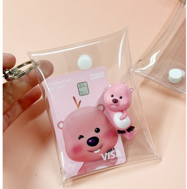 토단 투명 똑딱이 파우치 키링, 7*12