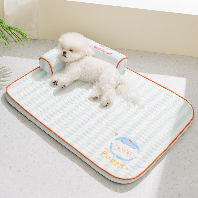 즈이리빙 쿨링 소재 강아지 쿨매트 부드러움 통기성, 블루, 1개