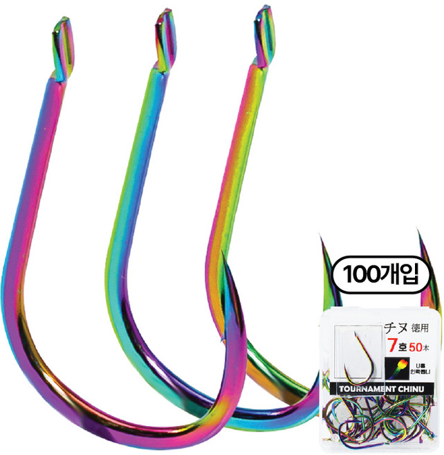 대용량 티타늄 감성돔 바늘 치누 티탄 바늘 보관케이스포함 감성돔 참돔 전갱이 흘늘, 1세트, 100개입