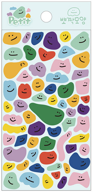 쁘띠팬시 DA5572 뽀짝 모양 스티커/웃긴 표정/일그러진 스마일/우스운 얼굴표정 스티커, 혼합색상, 1개