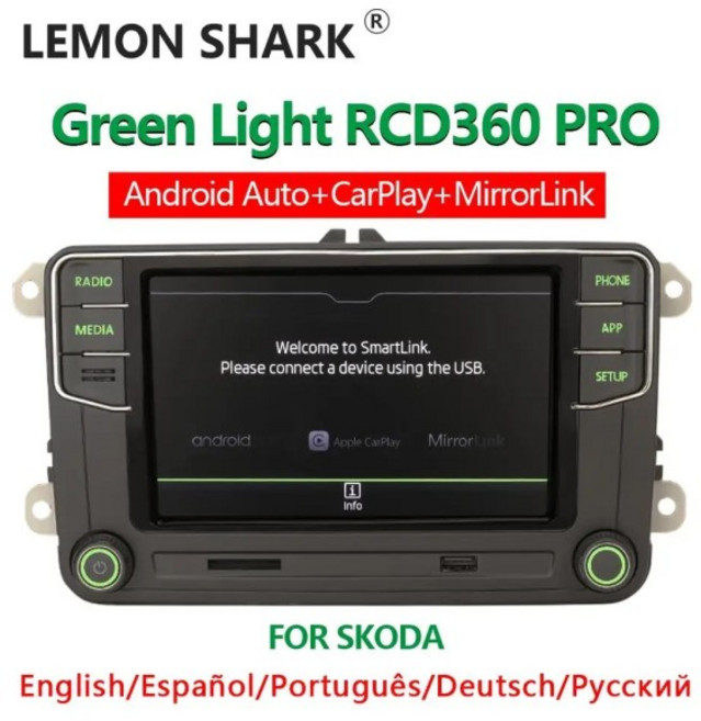 논네임 그린 라이트 RCD360 PRO MIB 카플레이 카 라디오 안드로이드 오토 블루투스 네비게이터 6RD035187B, 02 Russian Language, 01 빠른