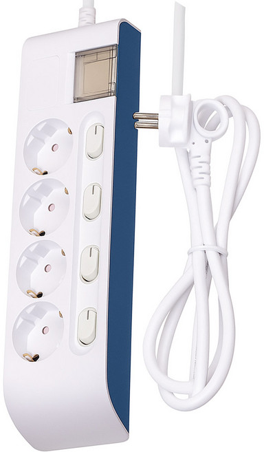 국산 현대 화재 방지 예방 안전 과부하차단 스위치 멀티탭 개별 스위치 4구 멀티 콘센트, 화이트, 1개, 3m