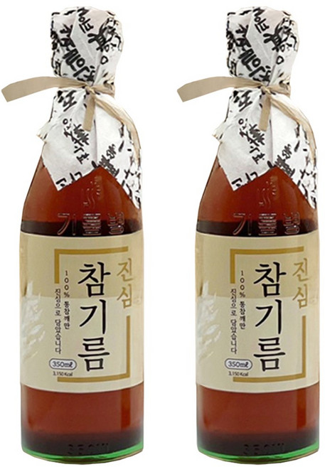단1회착유 100% 통참깨 진심 참기름, 2개, 350ml