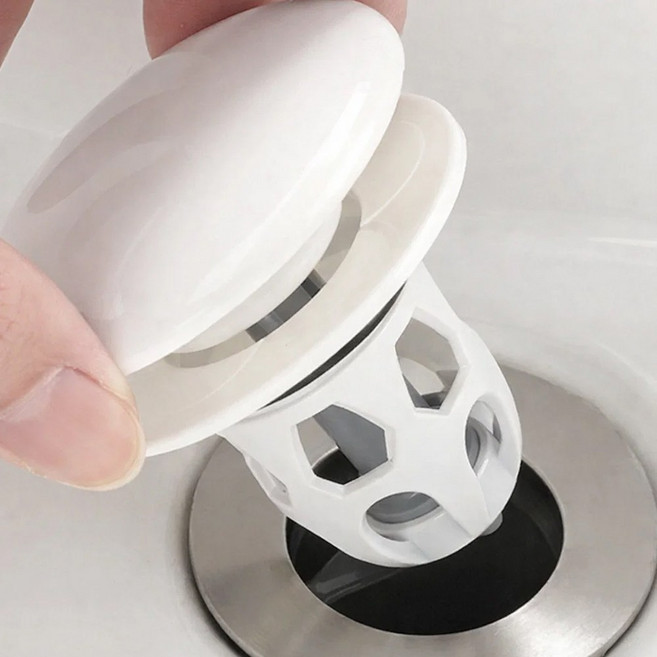 투데이리빙 세라믹 원터치 팝업 세면대 마개 욕실 화장실 욕조 똑딱이 하수구 트랩 해충 벌레 방지 악취 차단 교체 물마개 부속품 34-40mm 호환, 1개