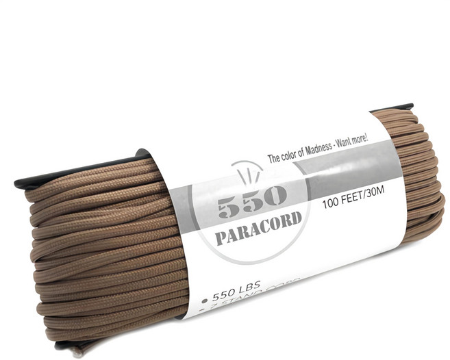 550 LBS 傘繩 7芯軍規拉力繩, 深黃褐, 1個