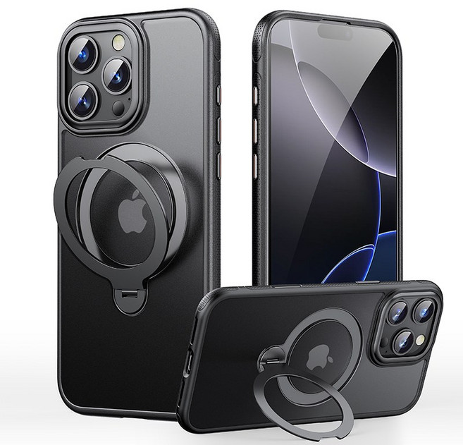 윰스모르 맥세이프 호환 아이폰 휴대폰 케이스 360도 회전 거치대 스마트링