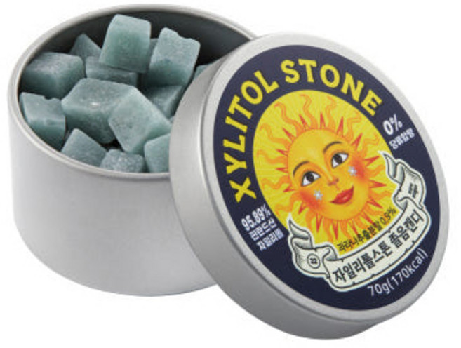 [자일리톨스톤] 자일리톨 무설탕 박하향캔디 졸음캔디, 1개, 70g