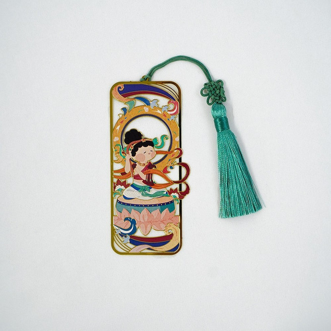 책갈피 북마크 금속 금 전통 사경 불교 부처님, 음악듣는 관세음보살