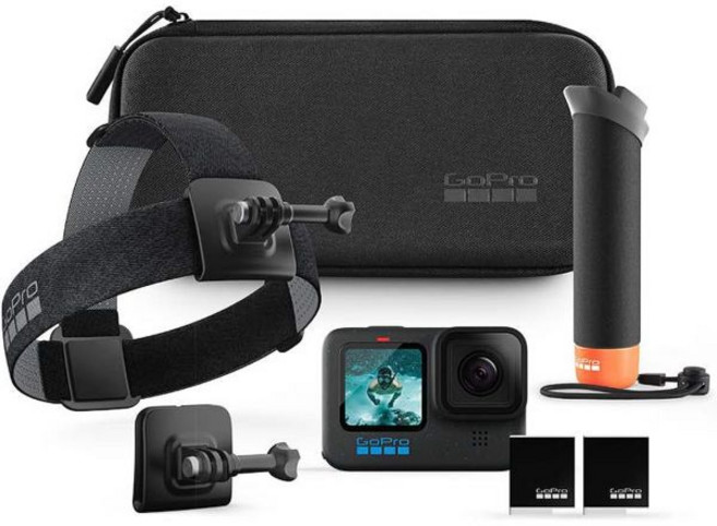 GoPro HERO12 Black + 액세서리 번들 핸들러 + 헤드 스트랩 2.0 + 엔듀로 배터리 + 휴대용 케이스 포함