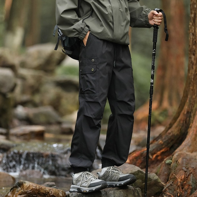 防水工裝褲 登山戶外徒步軟殼衝鋒褲 男款秋冬防風休閒長褲 加絨保暖