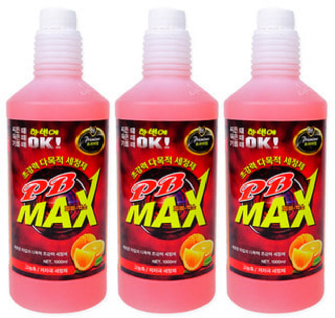 피비맥스 다목적세정제 1000ml 리필 3개 찌든때 기름때 초강력 세정제 주방 욕실 바닥 다용도 만능 클리너