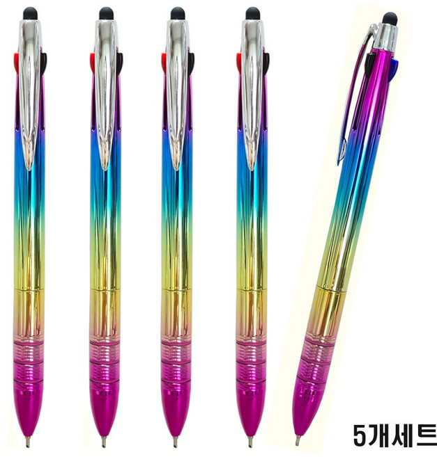 [루나] 오로라 UV 3링 3색 스마트 터치펜 0.7mm 신형니들펜 5개입 독일 초저점도 잉크 삼색볼펜 랜덤발송 1세트, 5개