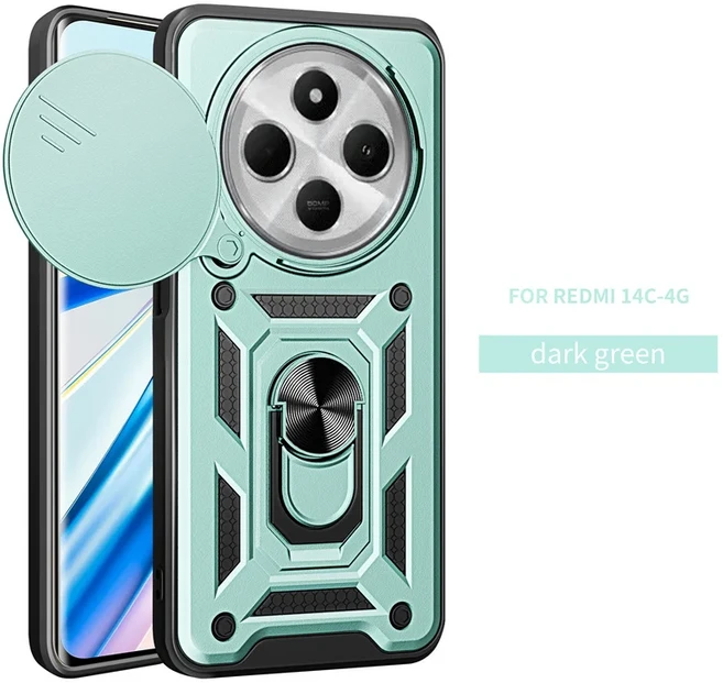 레드미 14C 14 C 레드미14C 4G 렌즈 보호 커버용 충격 방지 아머 마그네틱 홀더 링 케이스샤오미 포코 C75, 02 포코 C75 4G, 06 Green