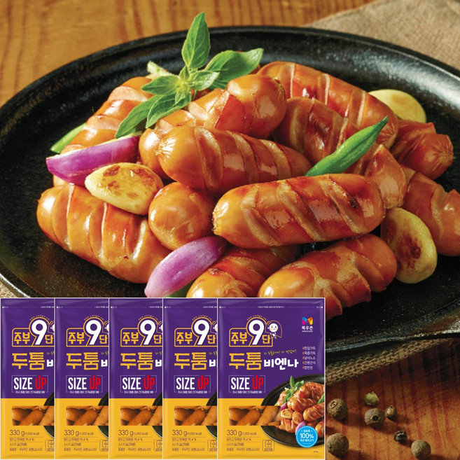 목우촌 사이즈업 한입가득 육즙가득 두툼 비엔나 소시지 330g x 5개 햄 간식 소세지