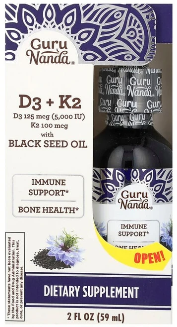 GuruNanda D3 + K2 블랙 씨드 오일 59ml(2fl oz) GuruNanda (구루난다), 1개, 59ml - 쿠팡
