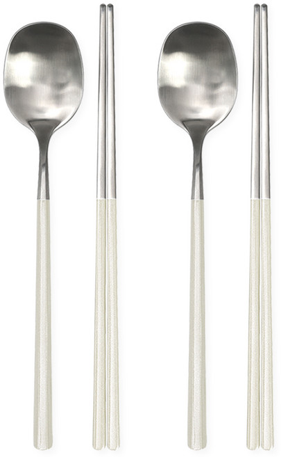 스크래치 없는 브리앙뜨 펄인러브 수저세트 2벌, 아이보리+아이보리, 1개