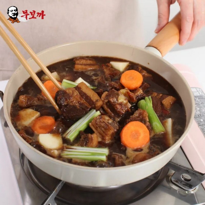 무보까 100% 국내산 한돈 삼겹 순살 돼지갈비찜 (냉동), 3개, 500g