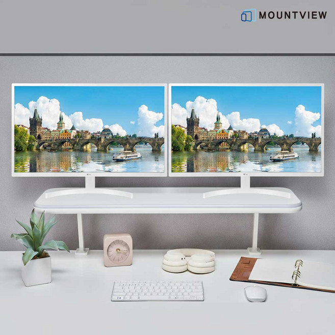 마운트뷰 모니터 받침대 싱글 듀얼 스탠드 거치대, 920mm [EX994], 1개, 화이트