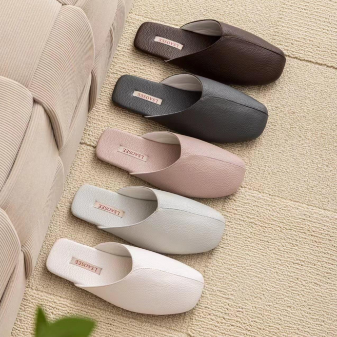 [신혼일기] 심플 모던 사계절 가죽 실내화 거실 실내 슬리퍼 여성 남성 호텔 거실화 룸슈즈