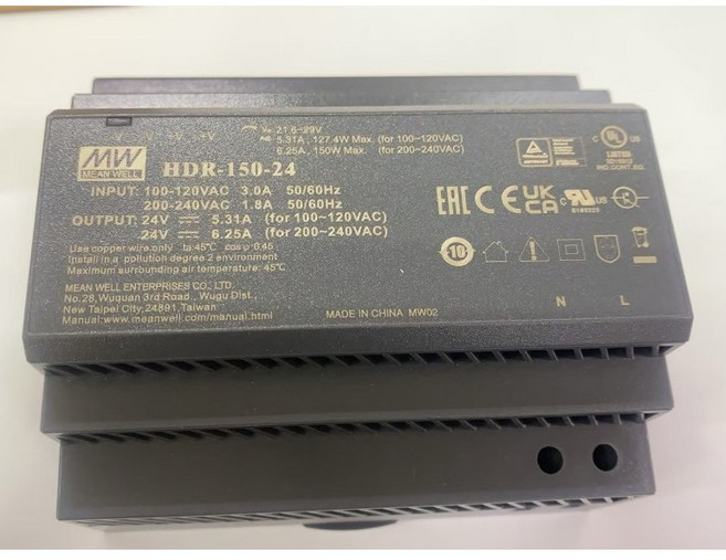 MW明緯 HDR-150-24 24V 150W 超薄階梯型DIN導軌式電源, 1個