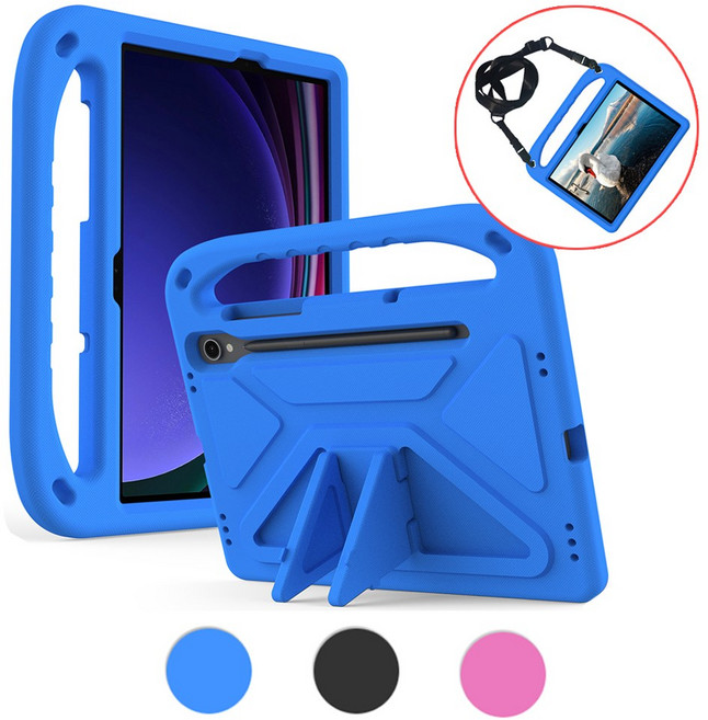 갤럭시탭 S10 Lite / S10 FE / S9 (FE) / S8 / S7 에바폼 케이스 갤탭 커버 (스트랩 증정), 갤럭시탭 S9/S8/S7 공용, 블루