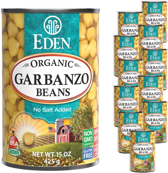 Eden Organic Garbanzo Beans 병아리콩 No Salt Added Non-GMO, 425g, 12개