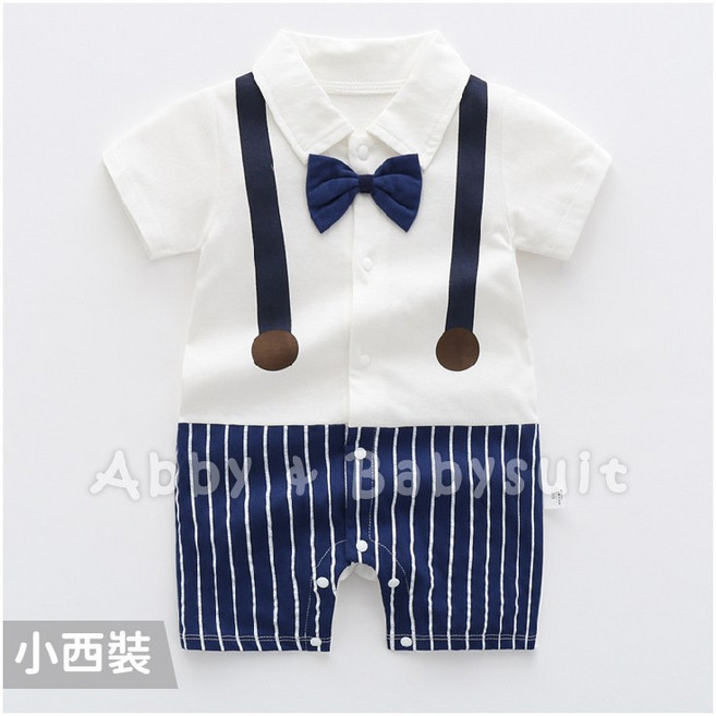 嬰幼兒短袖連身裝 滿版米奇 爬服