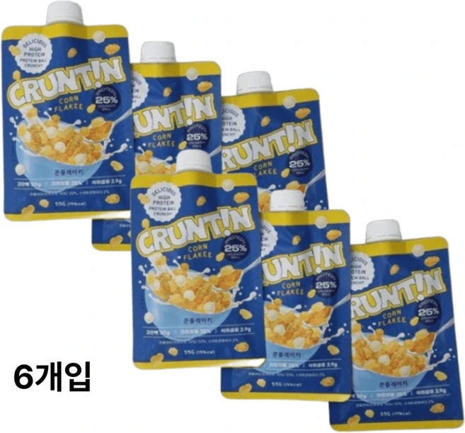 크런틴 크런치볼 단백질쉐이크 콘플레이키 50g, 6개 - 쿠팡