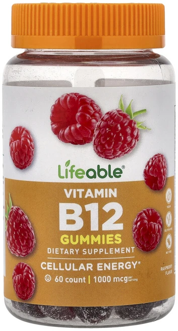 아이허브 비타민B12 구미젤리 천연 라즈베리 1000mg 구미젤리 60개(구미젤리 1개당 500mg), LFB73062, 1개 - 쿠팡