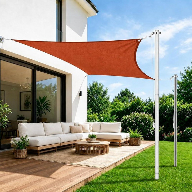 Stainless Steel Shade Sail Poles 10Ft Heavy Duty Sun Shade Poles with Pulley System Weather-Resi, Stainless Steel Shade Sail Pol