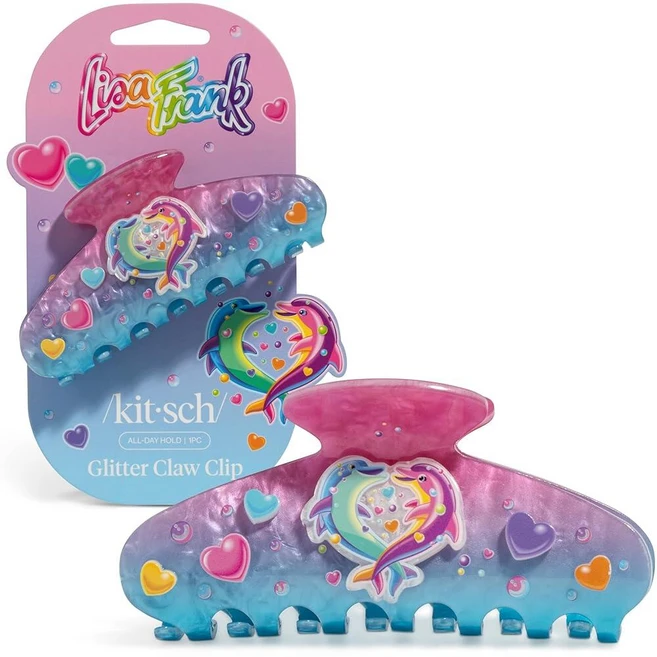 Lisa Frank x Kitsch 여성용 글리터 헤어 클립 - 안전한 고정 클로 클립 | 강한 그립이 있는 반짝이는 헤어 액세서리 재활용 아크릴 | 여성을 위한 이상적인 선 - 쿠팡