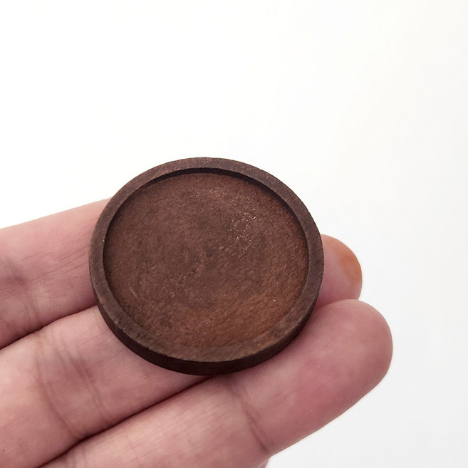 데코짱 큐티 미니어쳐 우드원형트레이 인형집꾸미기소품 쟁반 트레이 접시, 1개