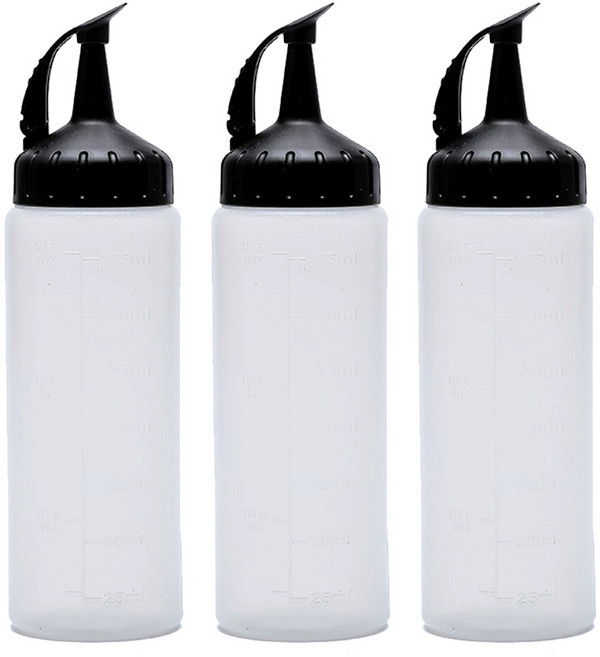 서온리 흐르지 않는 오일 소스 통 간장 병 드레싱 플라스틱 업소 용 튜브 용기, 175ml, 3개