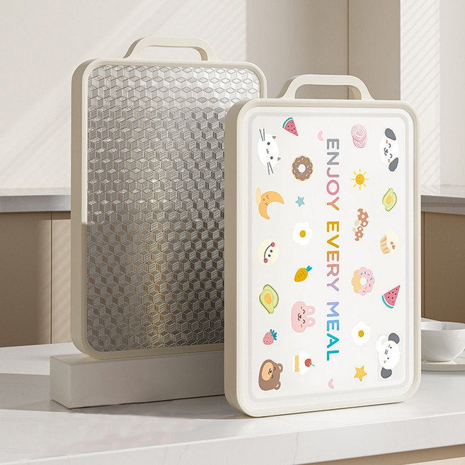 호밍사이 304+PP 가정용 항균 곰팡이 방지 도마 양면 도마 주방 스테인리스 도마 과일 칼판 도마, 혼합색상, 1개