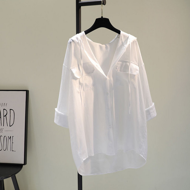 해피유통 여름 여성 후드 자외선 차단 슬림 셔츠 루즈핏 코트