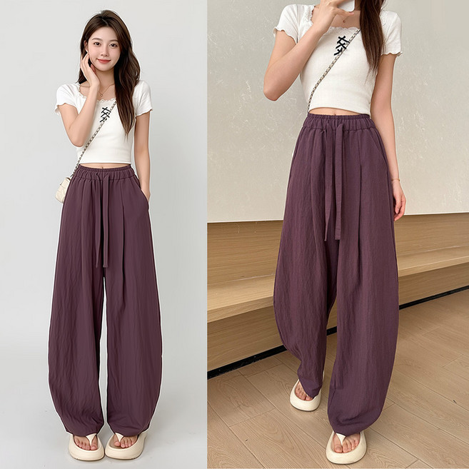 스토리원 여성 텐셀 린넨 밴딩 와이드 팬츠 WM-SSBT070
