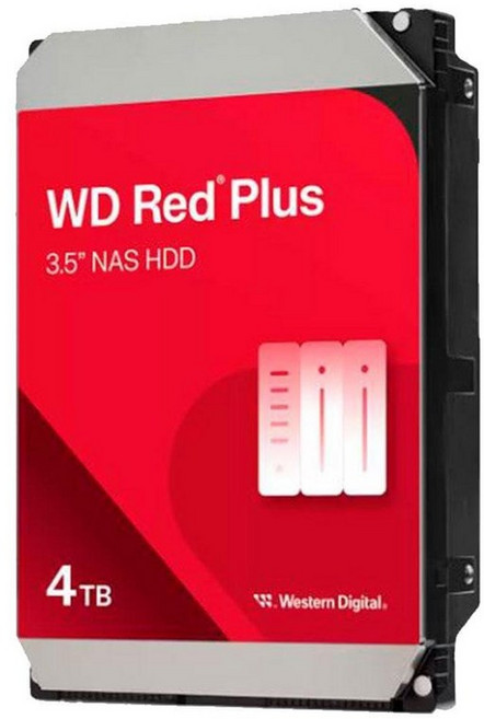 Western Digital 6TB WD Red Plus NAS 내장 하드 드라이브 HDD - 5400RPM SATA 6Gb/s CMR 256MB 캐시 3.5인치 -WD, 4TB