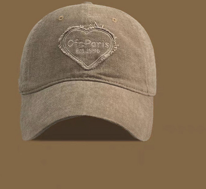 여성 캐주얼 빈티지 하트 와펜 자수 워싱 야구 볼캡 모자 빈티지하트와펜볼캡