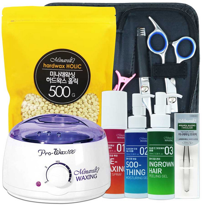 도전 셀프 브라질리언 왁싱 풀세트 [ 왁싱워머기 제모크림 왁스 500g 전후처리제 인그로운헤어 핀셋 스파출라 왁싱가위세트 풀구성 ], 1개