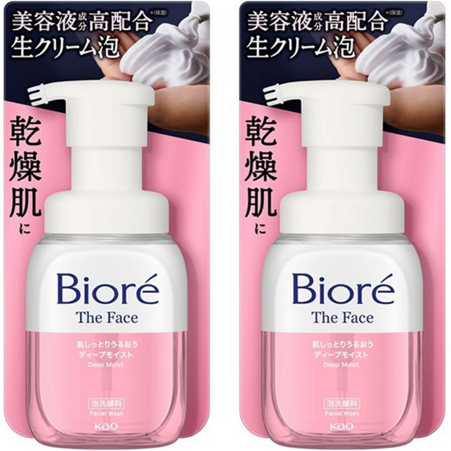 Biore 蜜妮 The Face深層保濕泡泡洗面乳 乾肌專用, 2個, 200ml