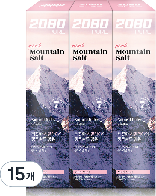 2080 퓨어치약 핑크마일드민트향, 120g, 15개