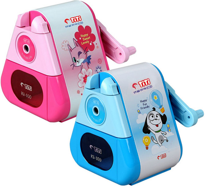 티티)샤파 연필깎이(청색/분홍/KI-100/색상랜덤), 랜덤색상, 1개