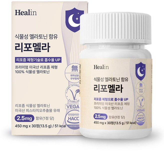 힐린 리포좀 식물성 멜라토닌 리포멜라 식약청인증, 1개, 30정