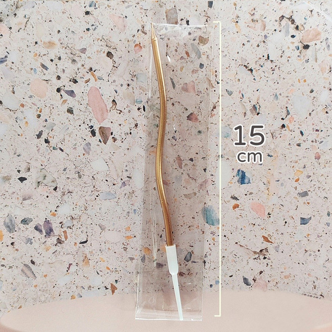 鉛筆蠟燭 生日蠟燭 無煙無淚 鍍金細長慶生裝飾, 1件, 彎曲蠟燭－香檳金（獨立包裝）－１支, 2g, 無香