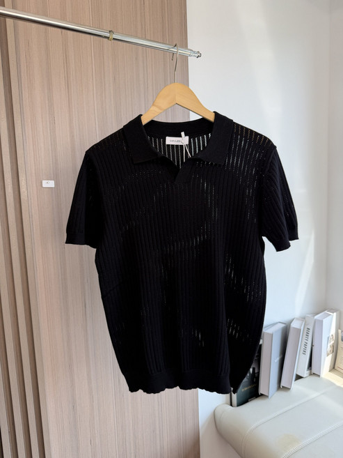 SIMPLE DRESS 海鷗領柔軟針織短袖POLO衫 舒適日常休閒