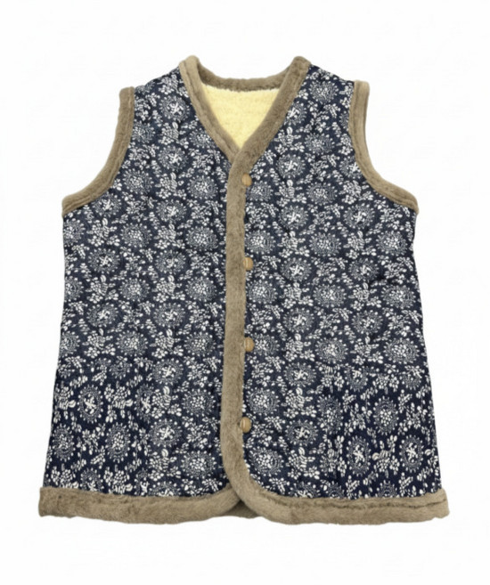 꽃무늬 조끼 할머니 촌캉스 룩 김장 누빔 융털
