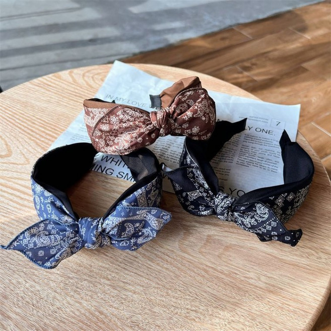 루루엔픽 페이즐리 와이드 리본 헤어밴드 넓은 머리띠 반다나 여성