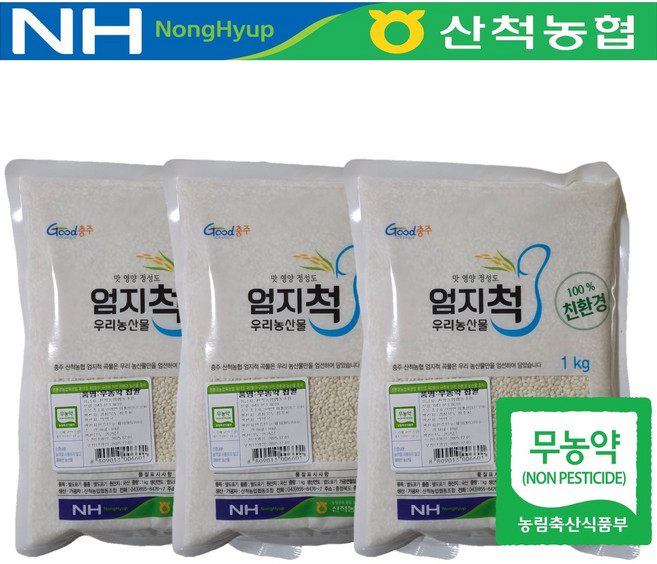 무농약 농협 찹쌀 3kg 2025년산 친환경 1kg 3개