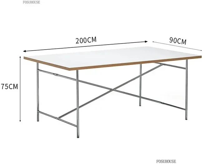 사무용 가구 스테인레스 스틸 다리 직사각형 책상 회의실 쓰기 테이블 g에 대한 단단한 나무 컴퓨터, 10 200x90x75cm-white